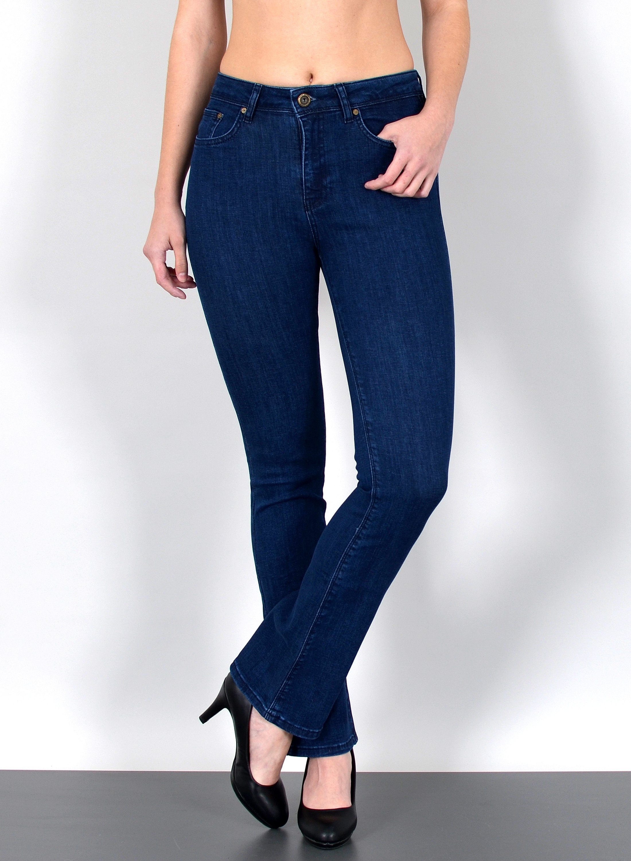 ESRA Bootcut-Jeans Damen Bootcut Jeans High Waist Schlaghose weite Jeans bis Übergröße B7 – Bild 4 von 5