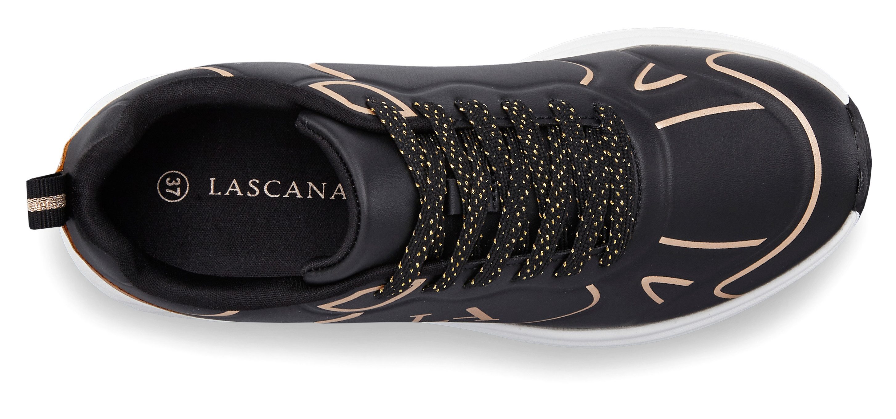 LASCANA Freizeitschuh, Schnürschuh, Turnschuhe, Sneaker mit Farbakzenten VEGAN