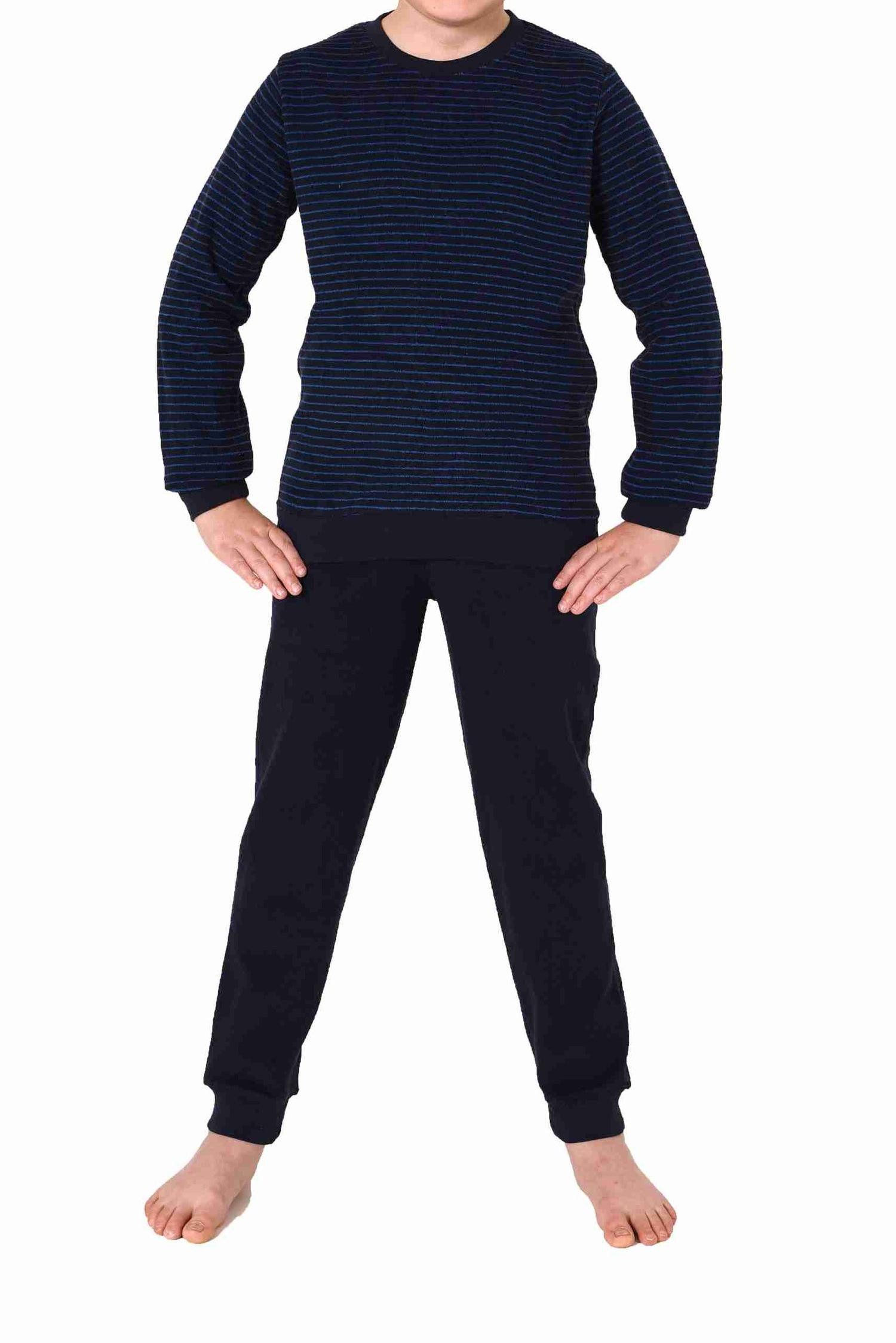 Normann Pyjama Kuscheliger Jungen langarm Frottee Schlafanzug mit Bündchen