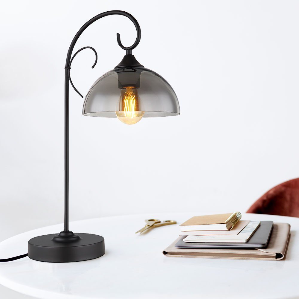 Globo Schreibtischlampe, Leuchtmittel Lampe Tischlampe H Glas inklusive, nicht Tischleuchte cm Nachttisch rauch 52