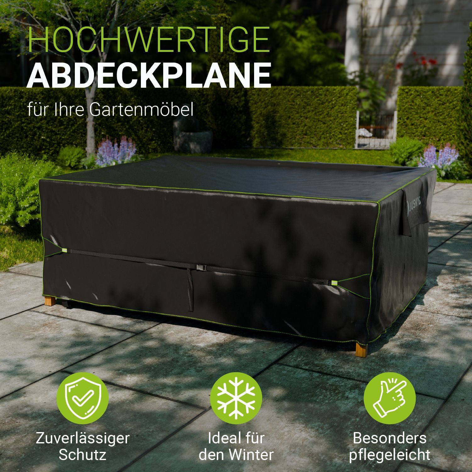 Juskys Gartenmöbel-Schutzhülle CoverSafe Pro (1-St), 4,56 m², Abdeckplane mit Lüftungsschlitz, wasserdicht und winterfest