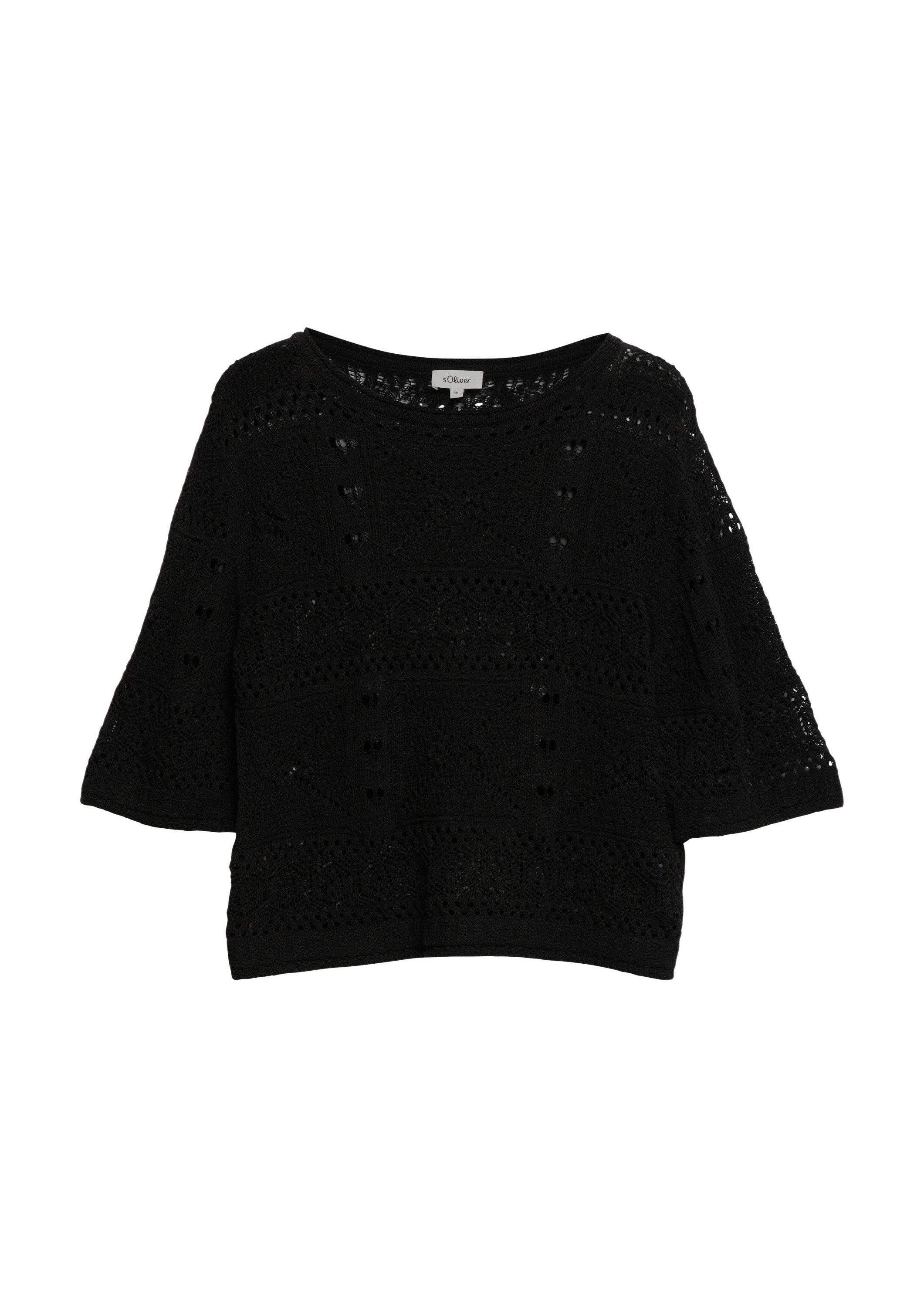 s.Oliver Kurzarmpullover Strickpullover Ajour-Strickpullover