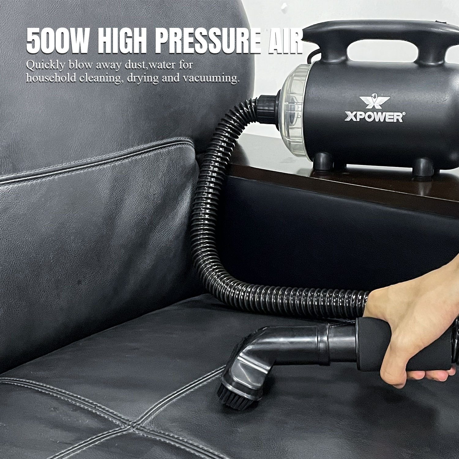 XPOWER Handstaubsauger Tragbar Luftgebläse 2-in-1 Trockner & Staubsauger Spaltreinigung, 500 W, mit Beutel, leicht & kompakt, extreme Reinigungskraft, inkl. Zusatzdüsen