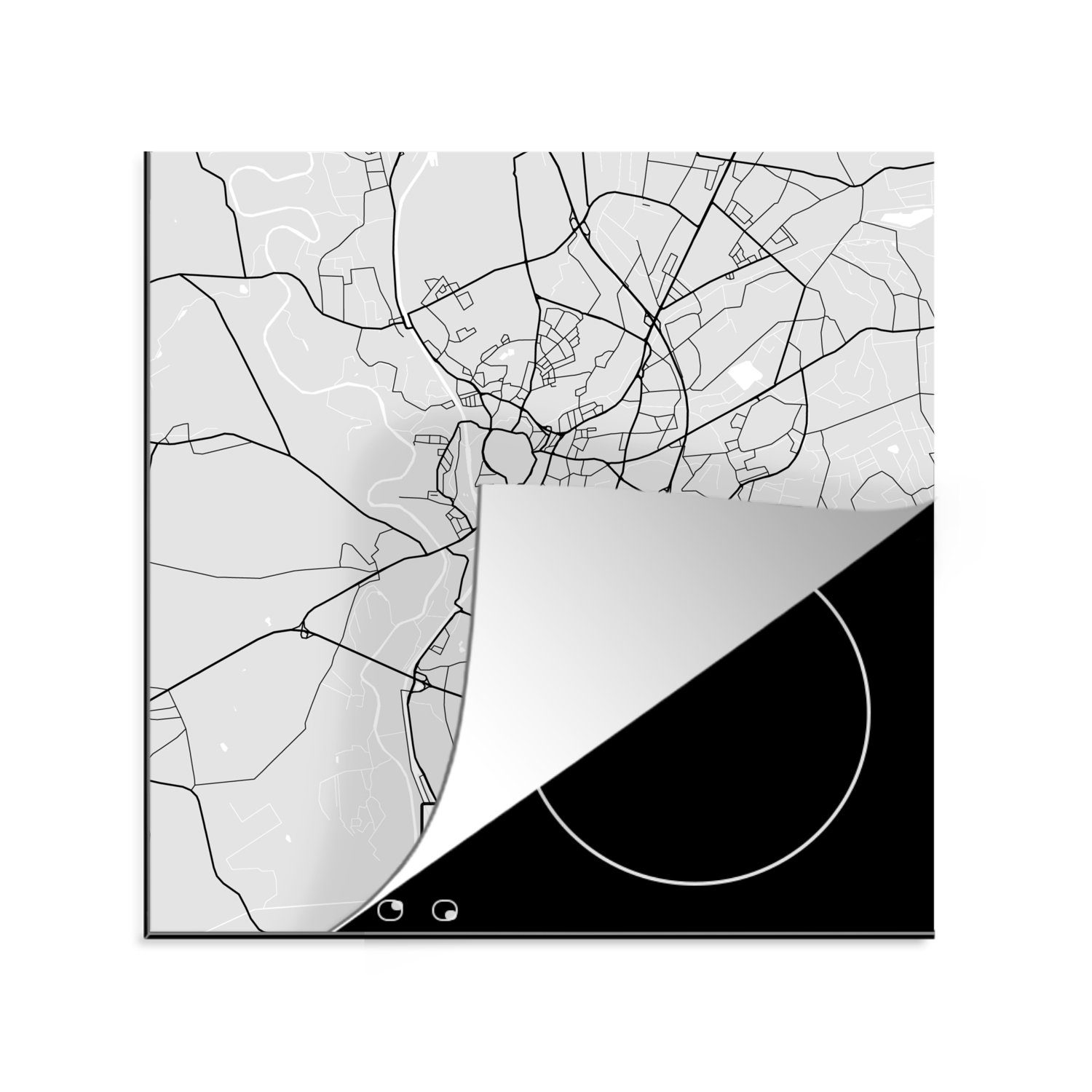 MuchoWow Herdblende-/Abdeckplatte Karte - Deutschland - Lingen - Karte - Stadtplan, Vinyl, (1 tlg), 78x78 cm, Ceranfeldabdeckung, Arbeitsplatte für küche