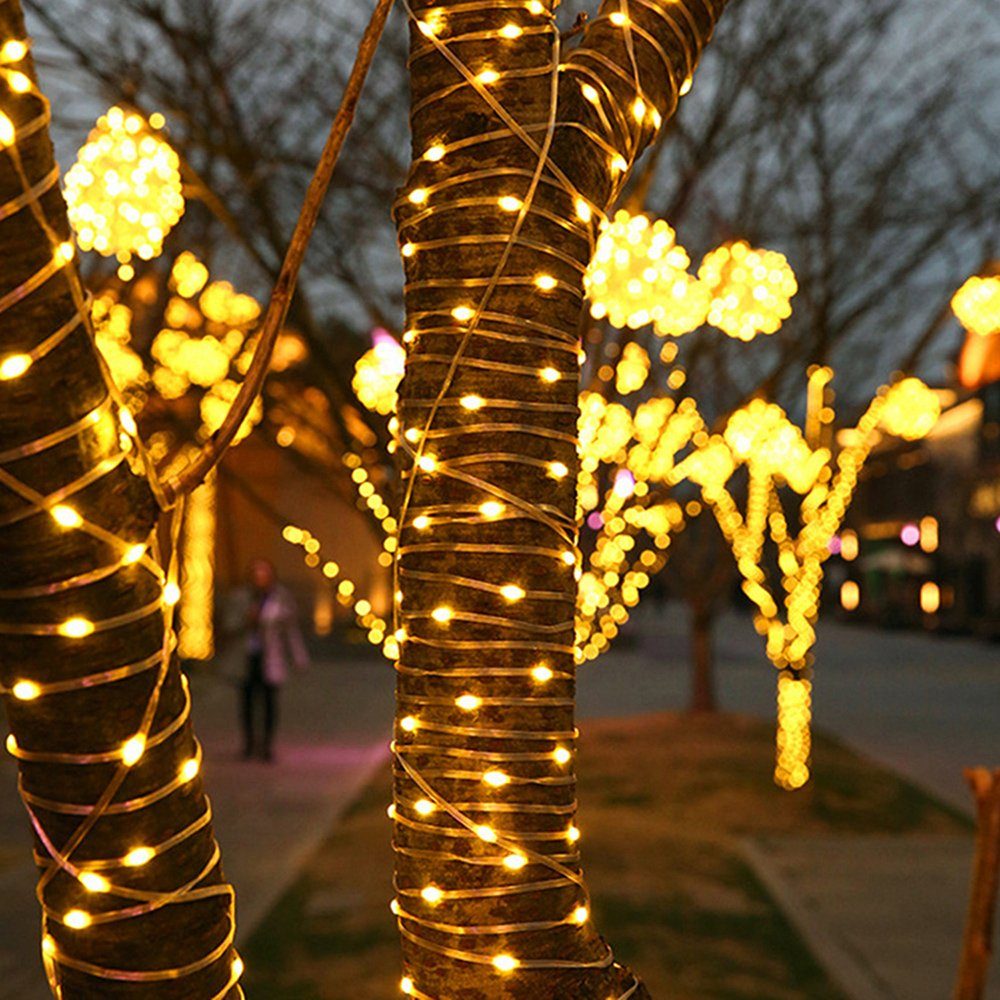 Rosnek LED-Lichterkette 20M-100M,Beleuchtung Lichterschlauch, Party Garten weihnachten Deko, 8 Modi, Speicherfunktion