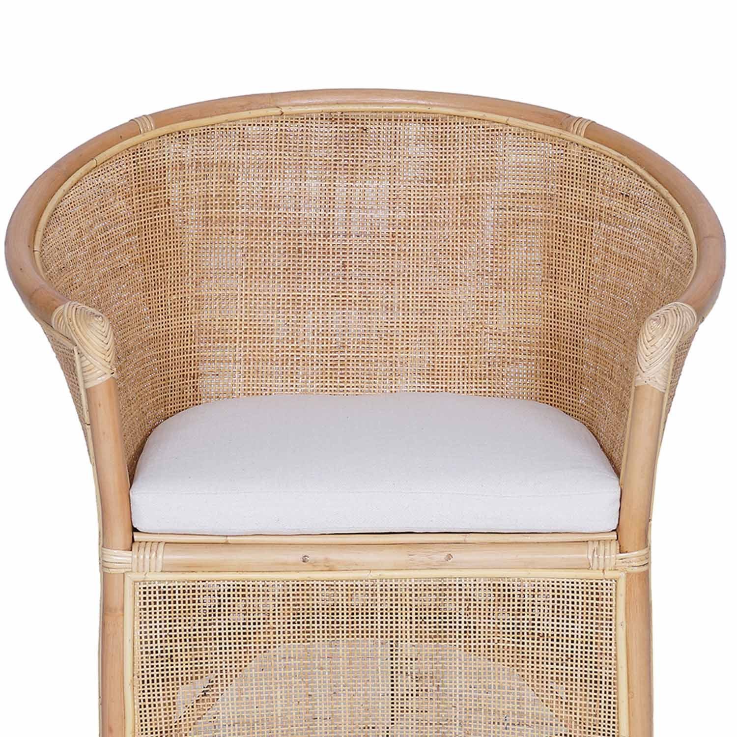 DRW Rattan-Kopfteil Im Halbrunden Design - Naturlook Für Betten Bis 150 Cm