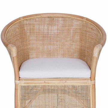 Casa Moro Rattanstuhl Rattansessel Sumatra Natur mit Sitzkissen Loungesessel halbrund, aus hochwertigen Natur-Rattan geflochten