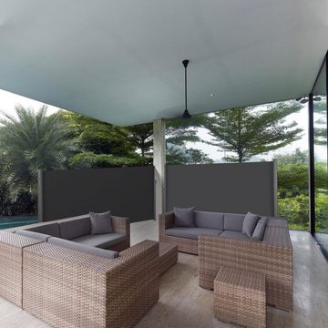 MVPower Seitenmarkise Alu 280 g/m² Ausziehbar Sonnenschutz, Sichtschutz für Balkon, Terrasse, Garten, Seitenwandmarkise, Seitenrollo