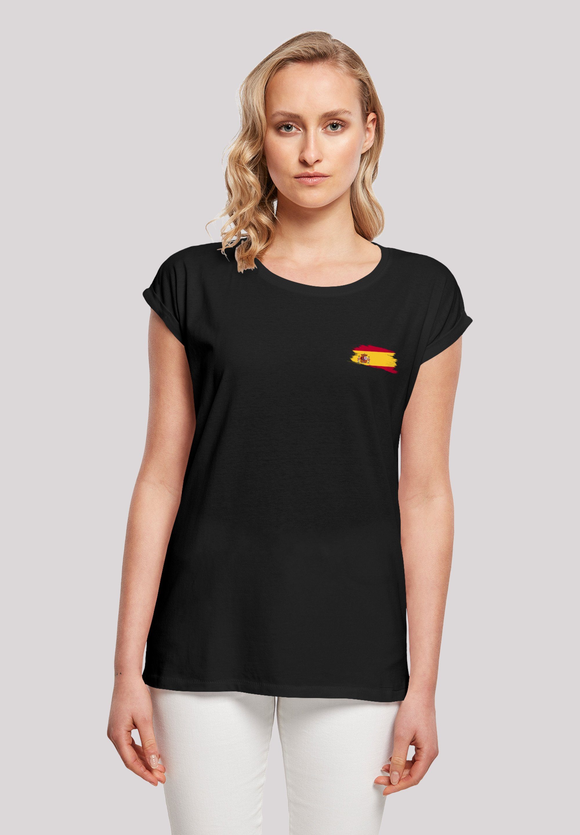 F4NT4STIC T-Shirt Spain Spanien Flagge Print, Das Model ist 170 cm groß und  trägt Größe M