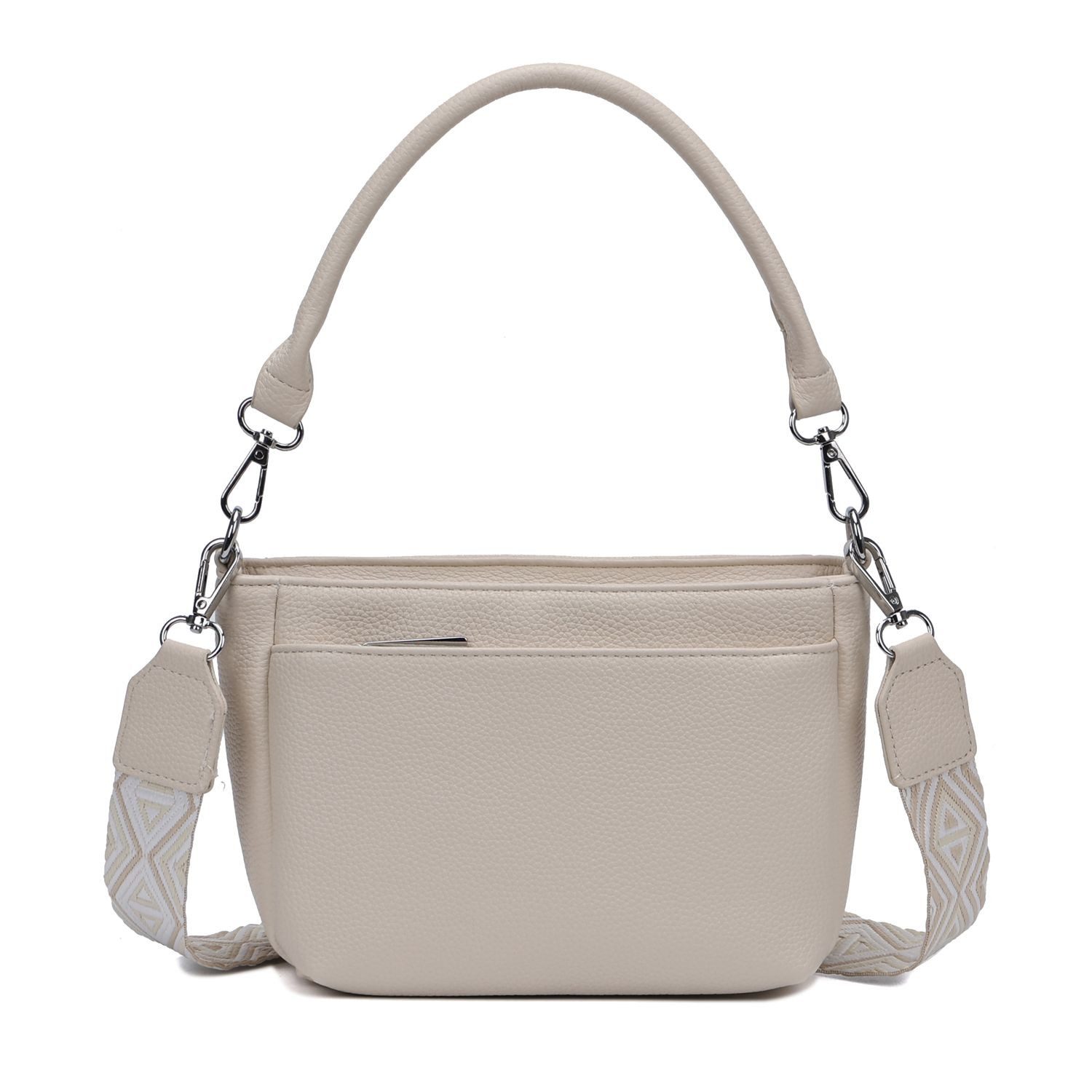 ITALYSHOP24 Schultertasche Damen Crossbody Umhängetasche Hobo Bag Brusttasche Crossover Freizeit (Tasche mit einem breitem Muster Stoffgurt/Umhängeband), Bodybag Schmucktasche Muster Taschengurt Clutch Reise Leder Optik