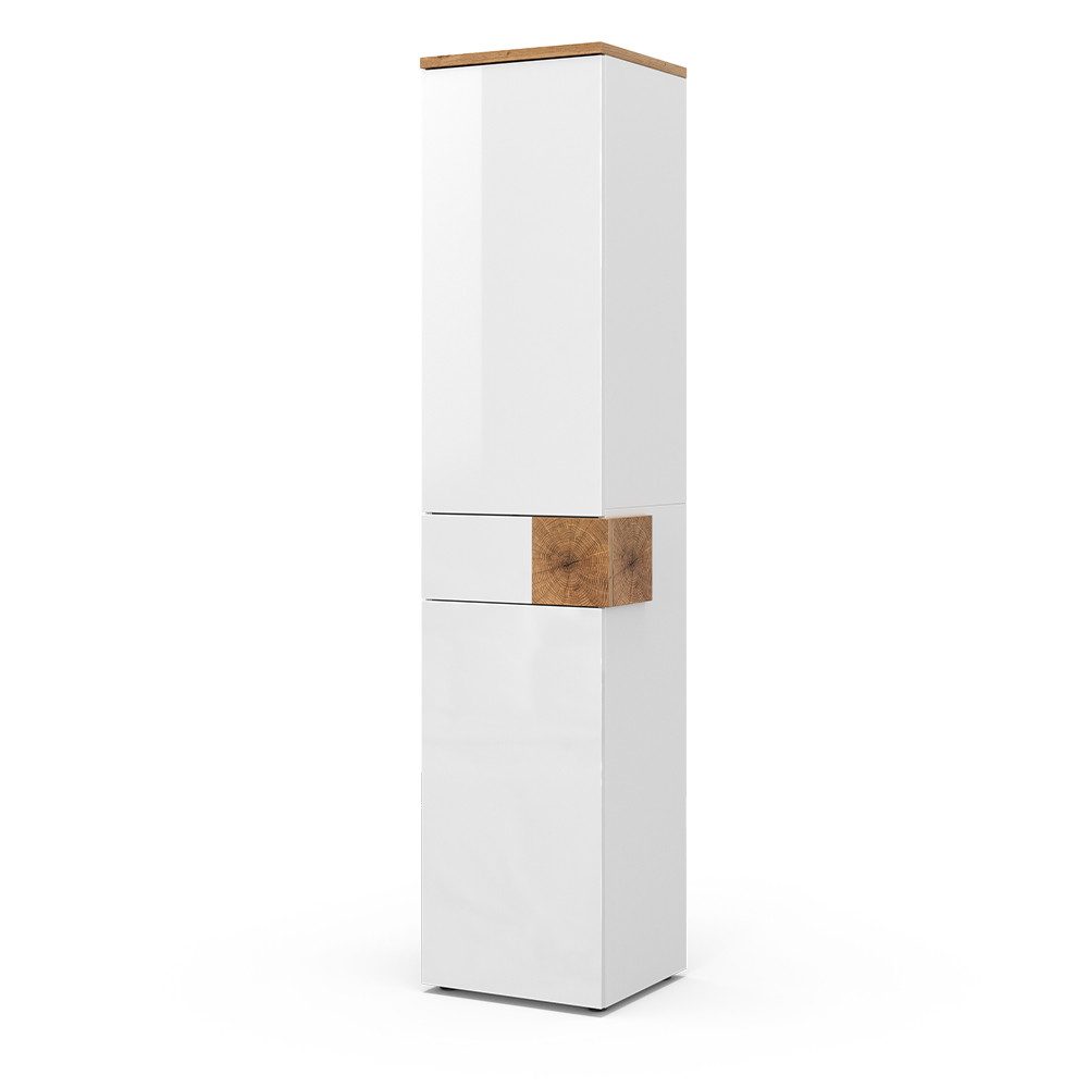 Vicco Hochschrank Eden, Weiß Hochglanz/Artisan-Eiche 40x184 (1-St)
