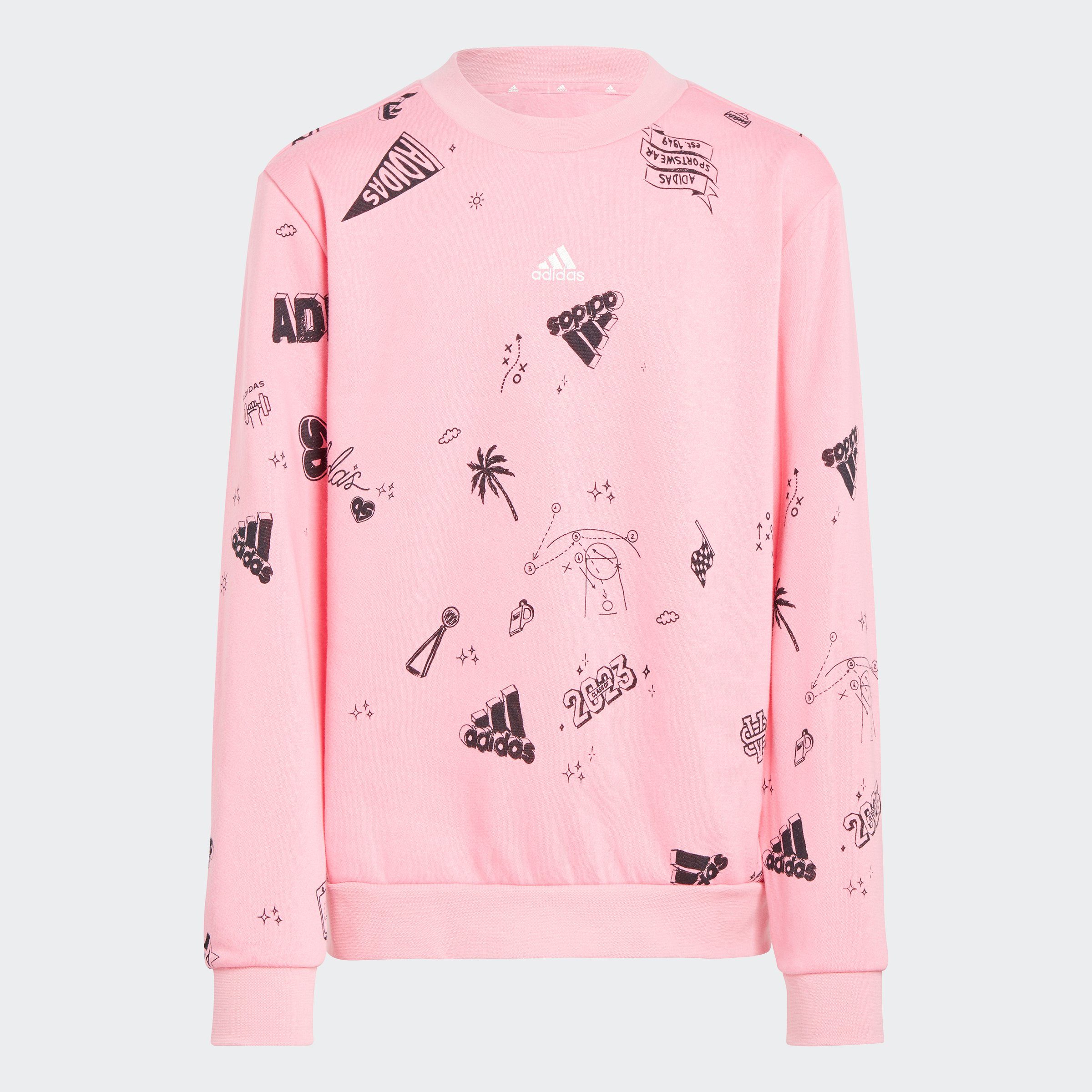 adidas Sportswear Sweatshirt BRAND LOVE ALLOVER PRINT KIDS Bliss Pink / Black