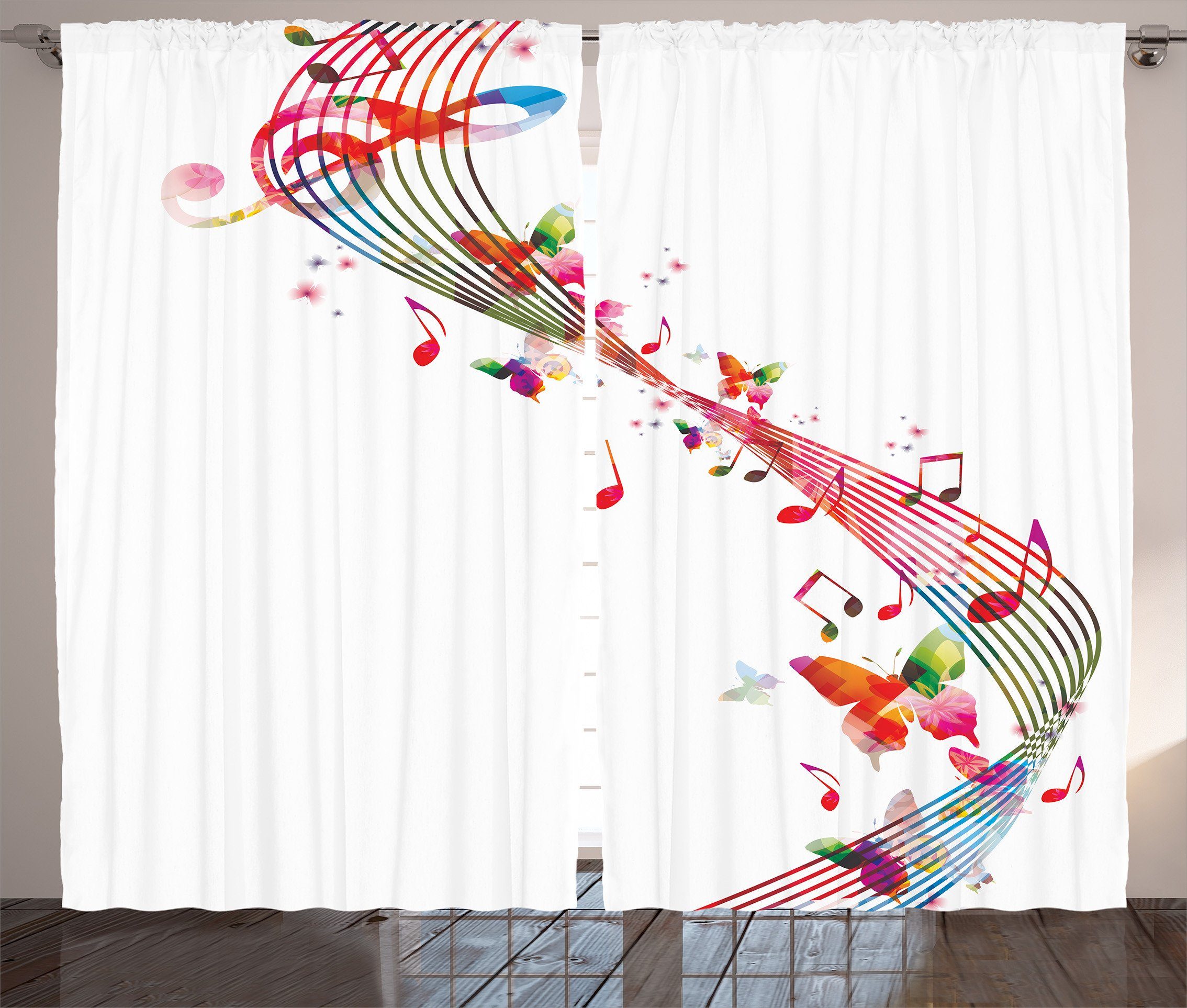 Gardine Schlafzimmer Kräuselband Anmerkungen mit Abakuhaus, Bunte und Schlaufen Musik Schmetterling Haken, Vorhang