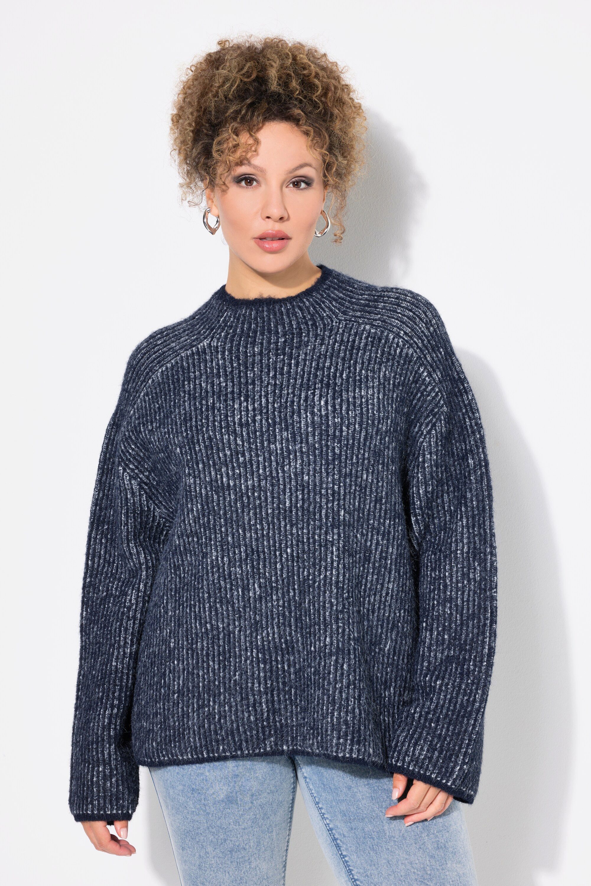 Strickpullover Pullover Streifen Stehkragen Langarm