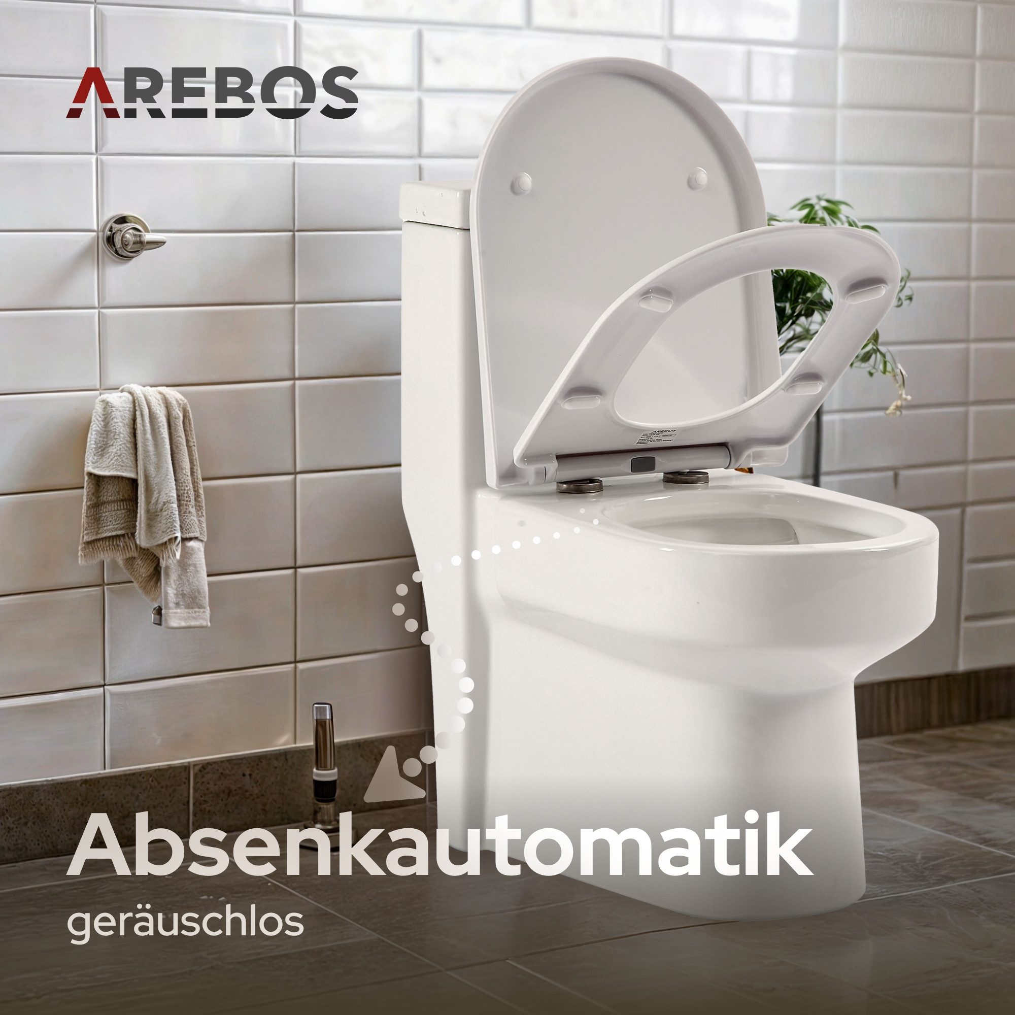 Arebos WC-Sitz Toilettendeckel mit Absenkautomatik Klodeckel Toilettensitz