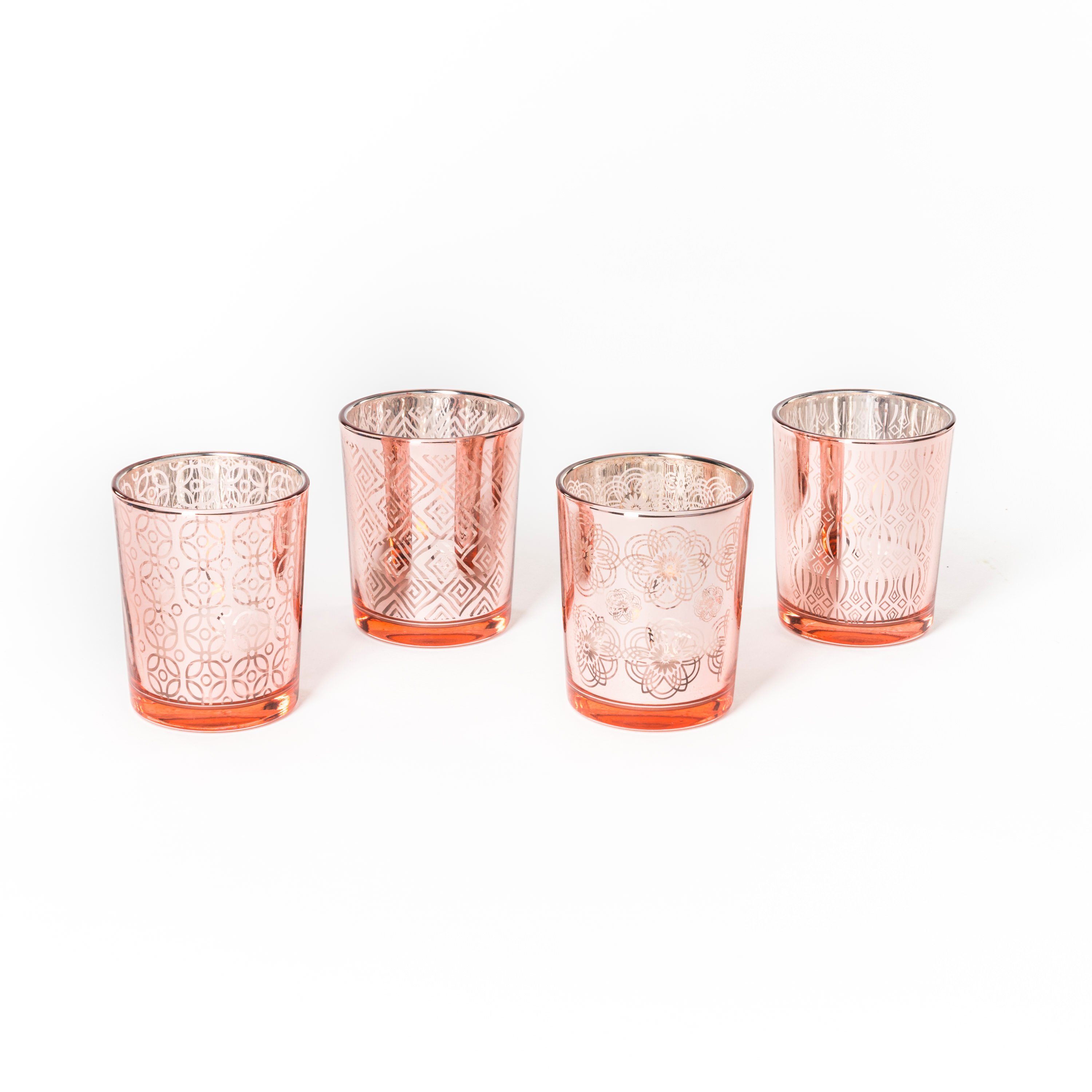Flanacom Teelichthalter Orientalische (4er Design - Glas orientalisches Set), Ornament-Design Kerzengläser