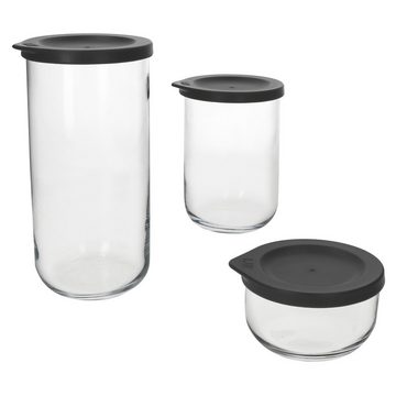 Ritzenhoff & Breker Vorratsglas Ritzenhoff 3tlg Set Boho Vorratsdose 1,4L 1L 380ml Glas-Behälter, Glas
