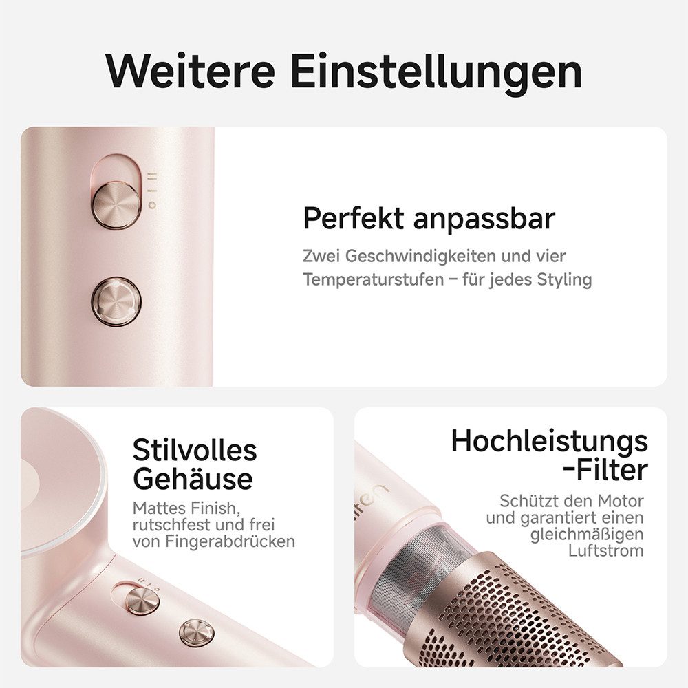 laifen Haartrockner Swift Premium Hochgeschwindigkeits mit zwei magnetischen Luftdüsen, 1600 W, negative Ionen