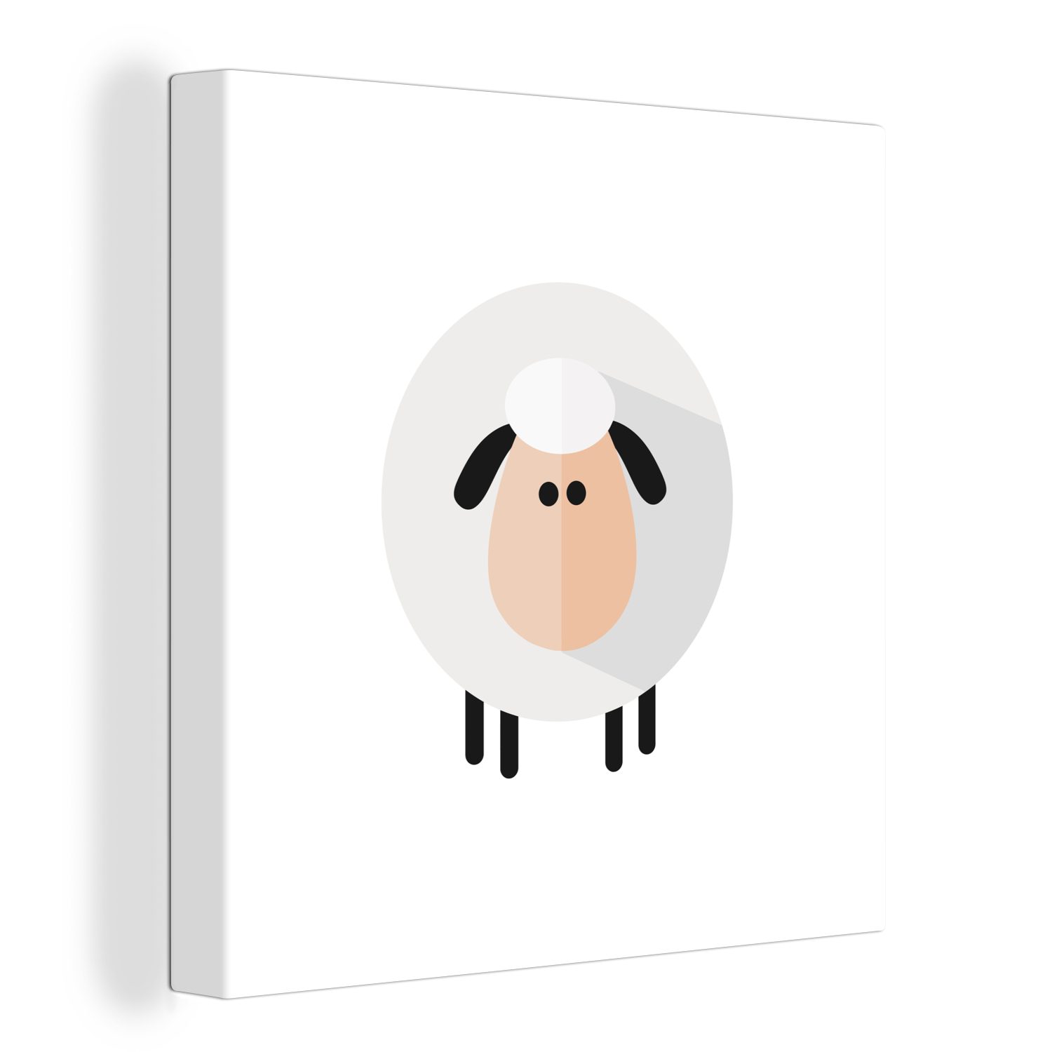 OneMillionCanvasses® Leinwandbild Illustration eines Schafs mit dickem Fell, (1 St), Leinwand Bilder für Wohnzimmer Schlafzimmer