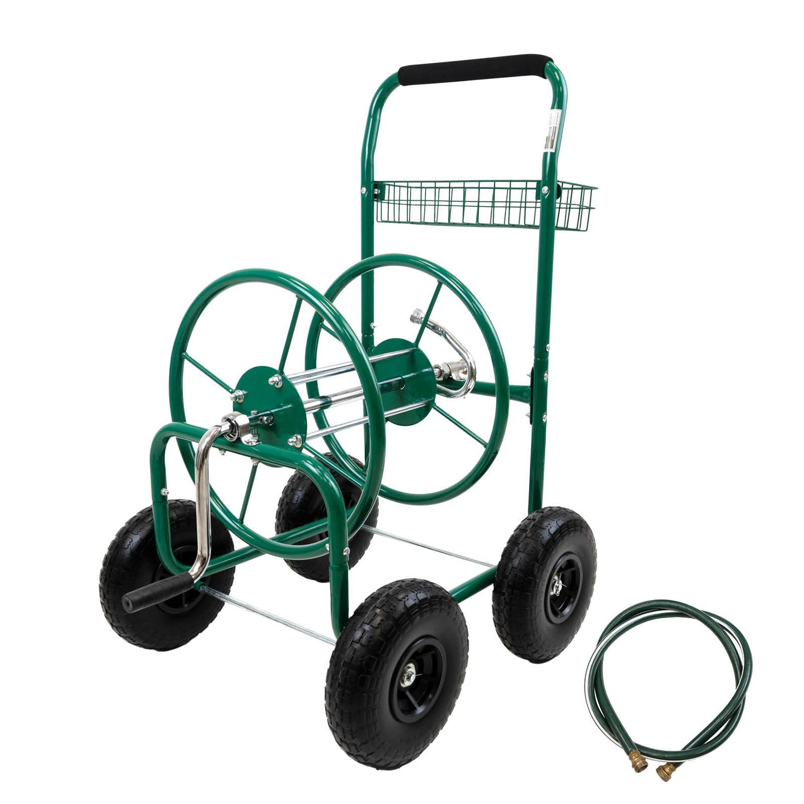 TRUTZHOLM Schlauchwagen Premium 4 Vollgummiräder 92x57x78 cm Stahl, für 80 m Gartenschlauch, 3/4" Anschluß,Grün