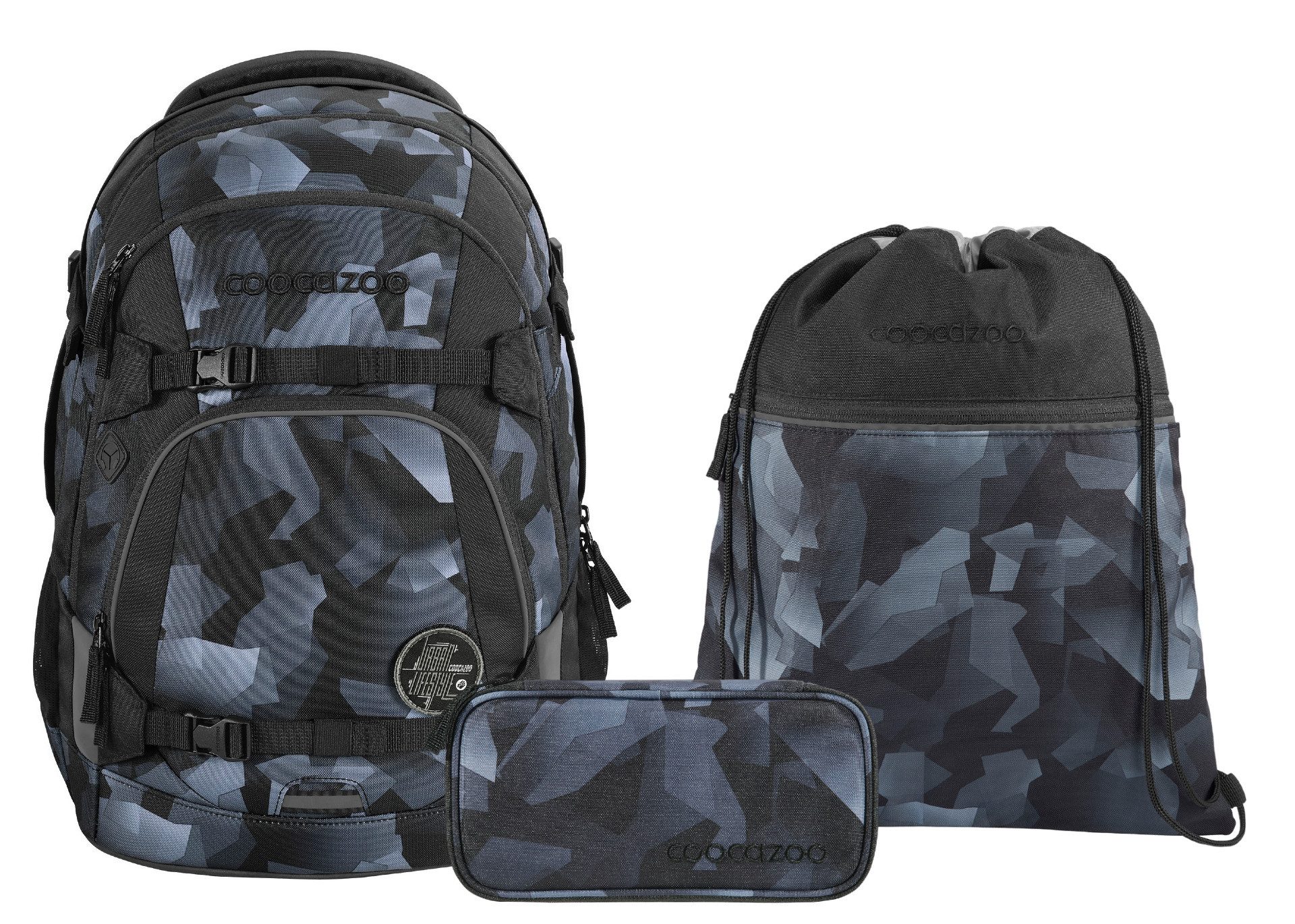 Schulranzen Schulrucksack-Set MATE Grey Rocks 3-teilig
