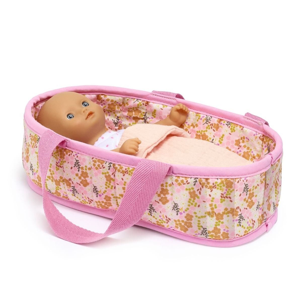 DJECO Babypuppe Pomea Mini-Puppe Barbara mit weichem Körper und Babykörbchen, 20 cm