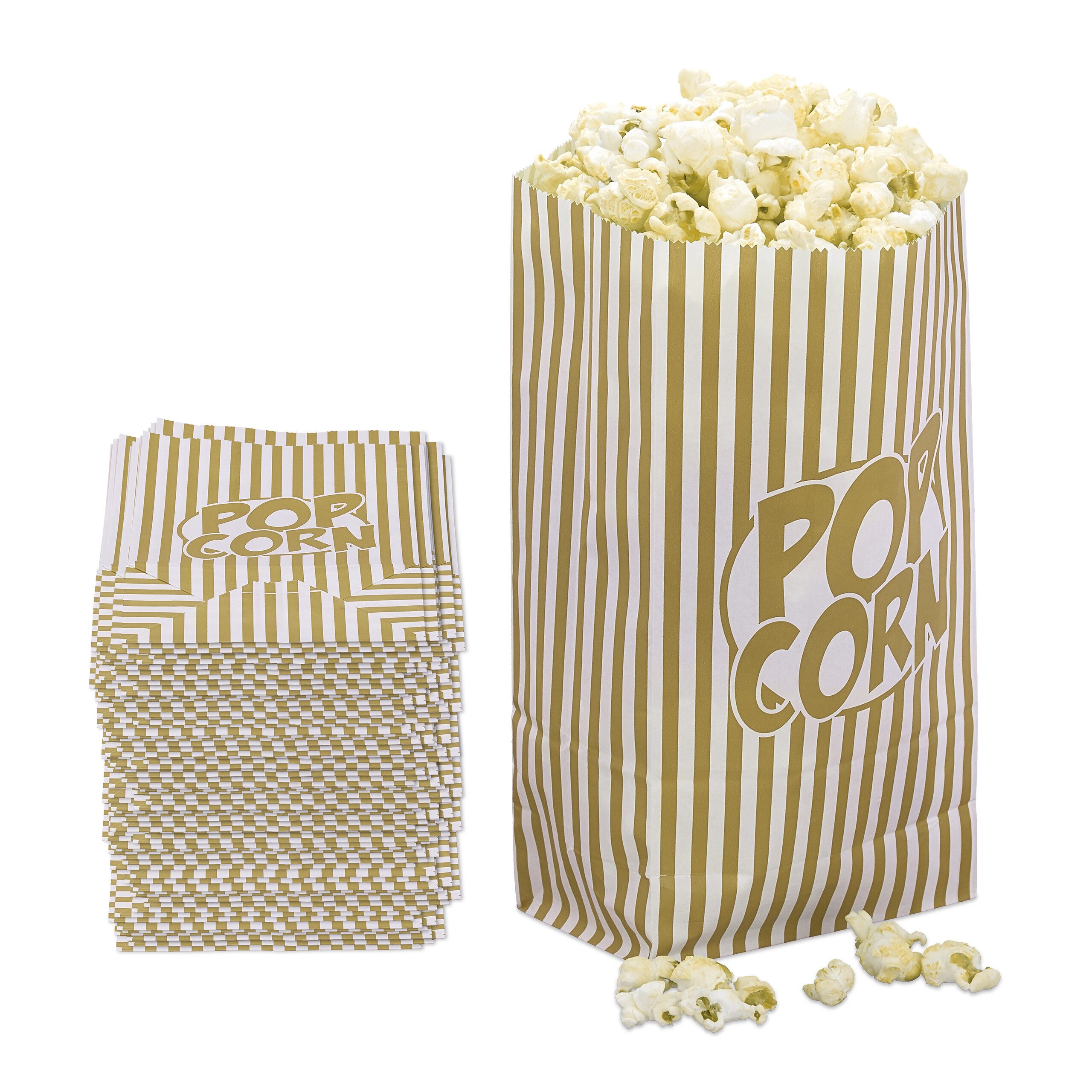 relaxdays Snackschale Retro Popcorntüten 144er Set, Papier, (144-tlg), gold
