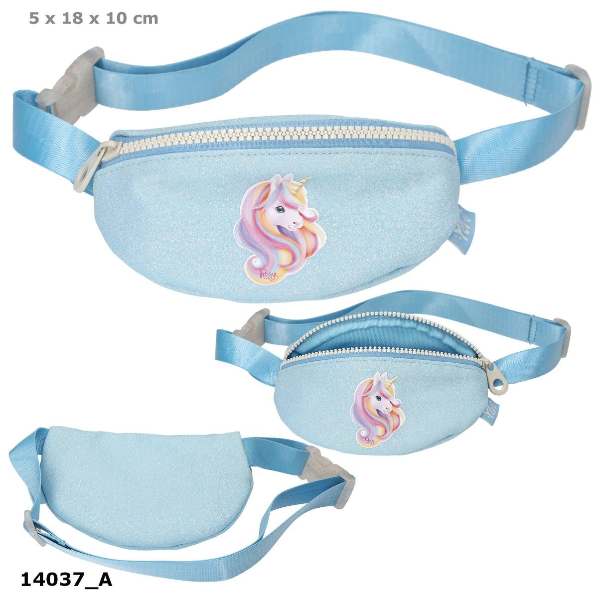 Depesche Spiel Ylvi kleine Crossbag SUGAR POP hellblau – Glitzer mit Einhorn