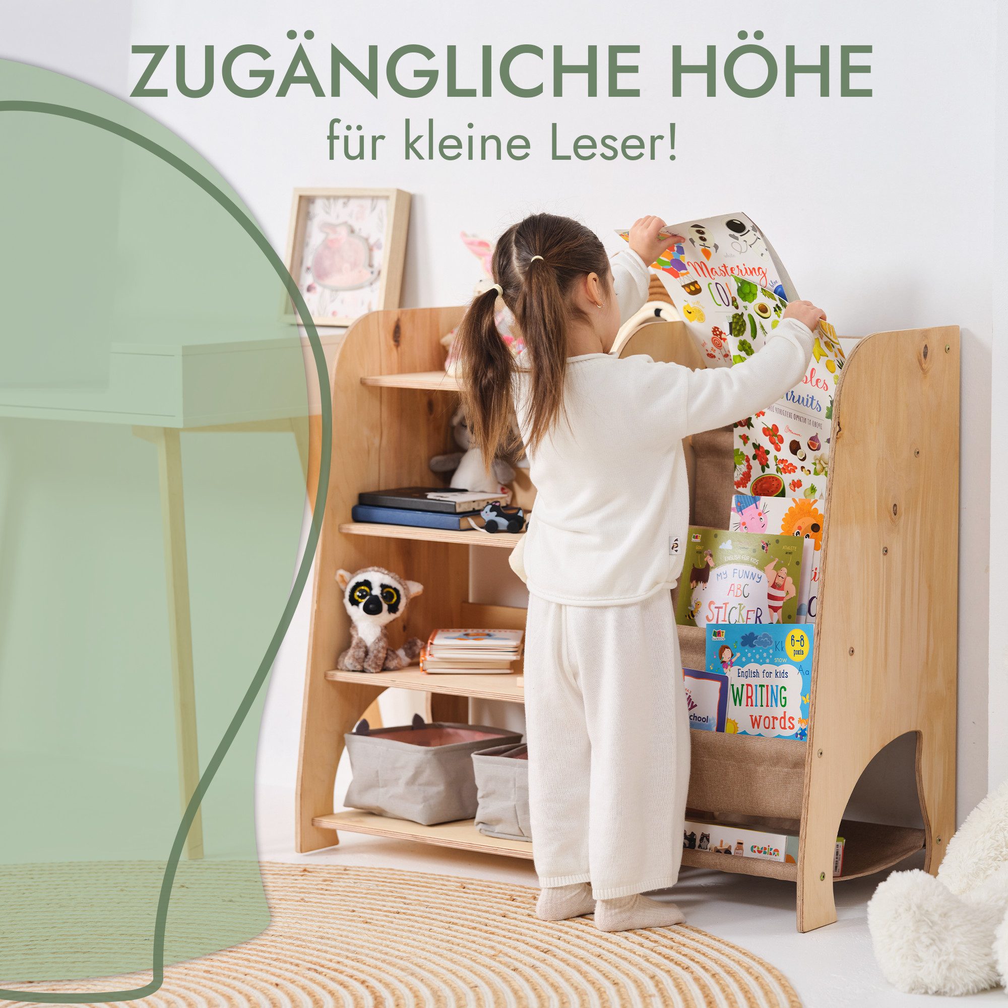 Goodevas Kinderregal Holz-Bücherregale Funktionaler Spielzeugorganisator fü günstig online kaufen