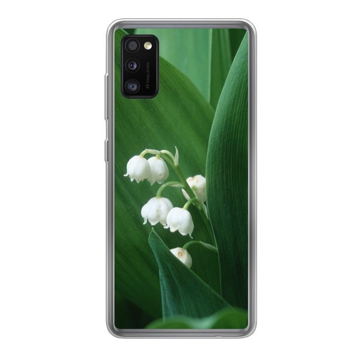 MuchoWow Handyhülle Die dunkelgrünen Blätter um die Lilie von Dalen Handyhülle Samsung Galaxy A41 Smartphone-Bumper Print Handy