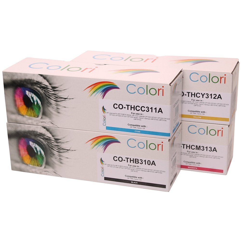 Colori Tonerkartusche, (Kompatibles Set 4x Toner für HP 126A CE310A CE311A CE312A CE313A, HP LaserJet Pro M175 M275 Series, Color CP1020 CP1021 CP1022 CP1023 CP), CP1025 CP1026 CP1027 CP1028 Canon I-Sensys LBP7010C LBP7018C LBP7810C