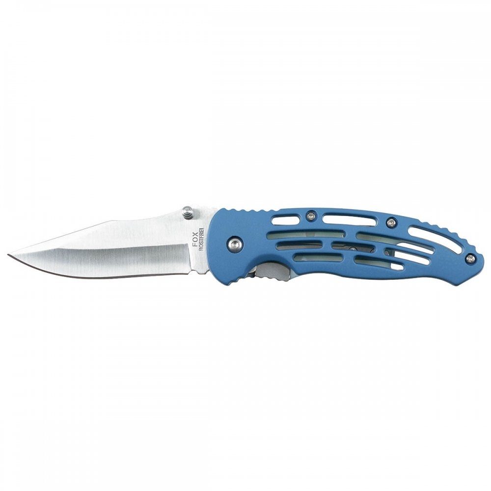 FoxOutdoor Taschenmesser Klappmesser, Einhand, blau, geschlitzter Griff, Gürtelclip, (Packung), mit Kunststoffgriff