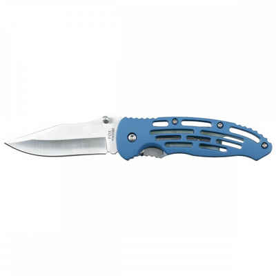 FoxOutdoor Taschenmesser Klappmesser, Einhand, blau, geschlitzter Griff, Gürtelclip, (Packung), mit Kunststoffgriff