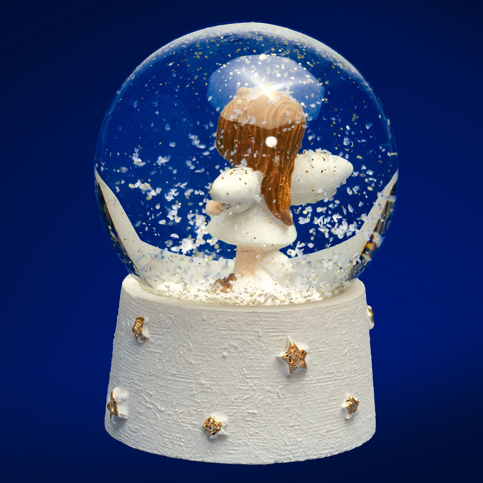 SIKORA Schneekugel SK05 Kleine Glas Schneekugel für Kinder Engel Weiss Gold D:45mm, Besondere Winterdeko – das perfekte Geschenk für Familie & Freunde