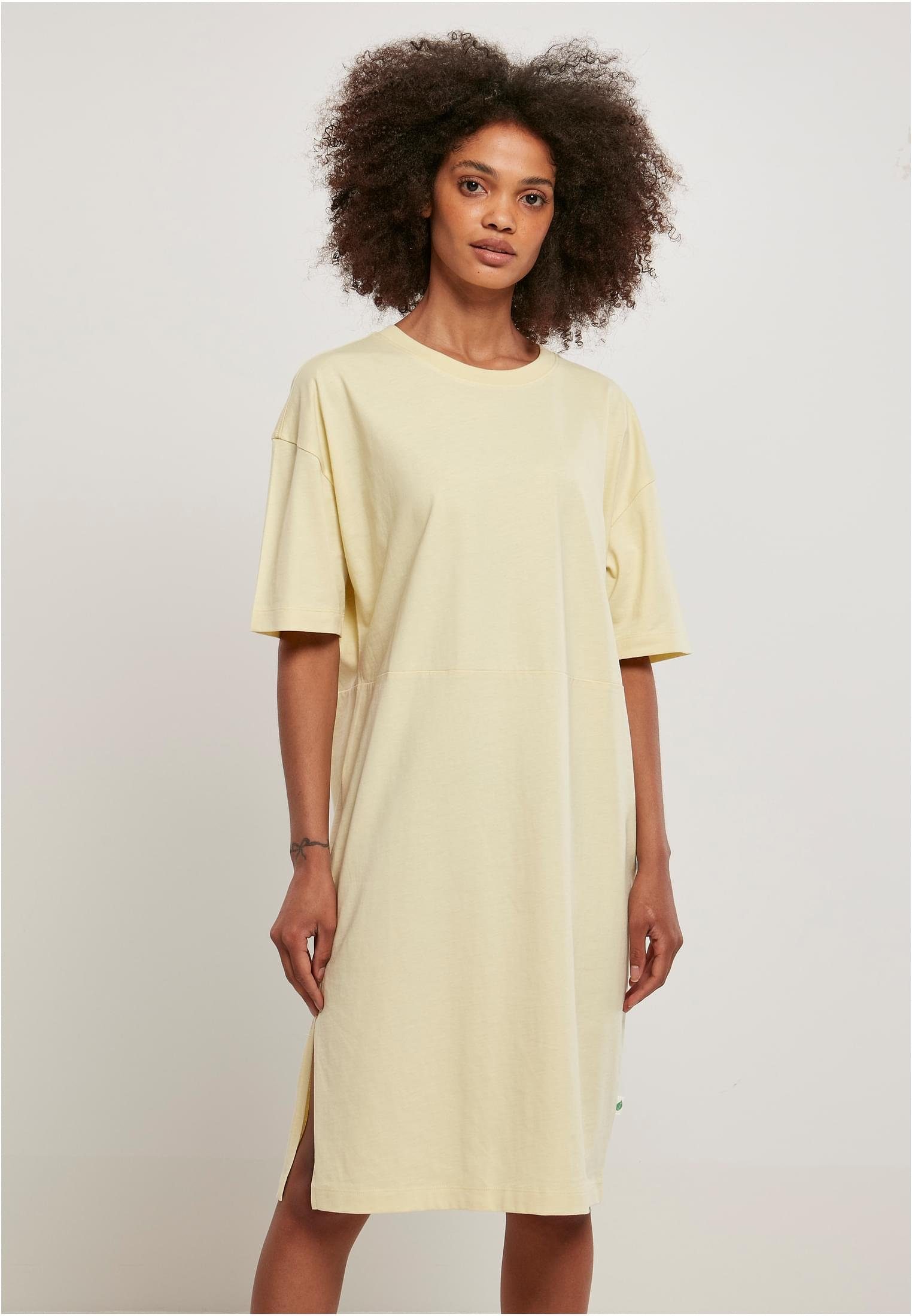 Organic Dress Ladies URBAN (1-tlg) Damen softyellow Oversized Tee Slit Jerseykleid CLASSICS