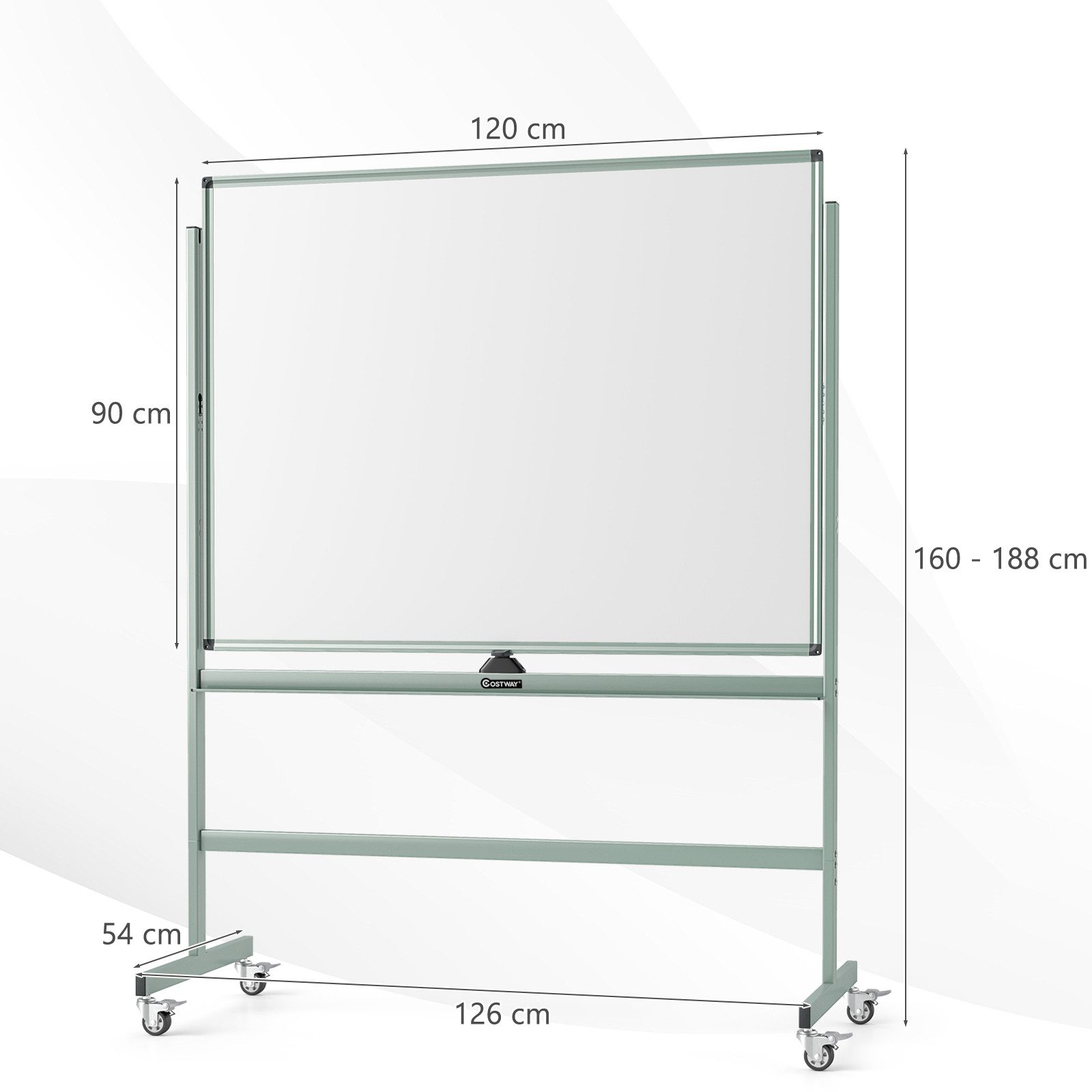 COSTWAY Magnettafel, Doppelseitig, höhenverstellbar, 120/140cm