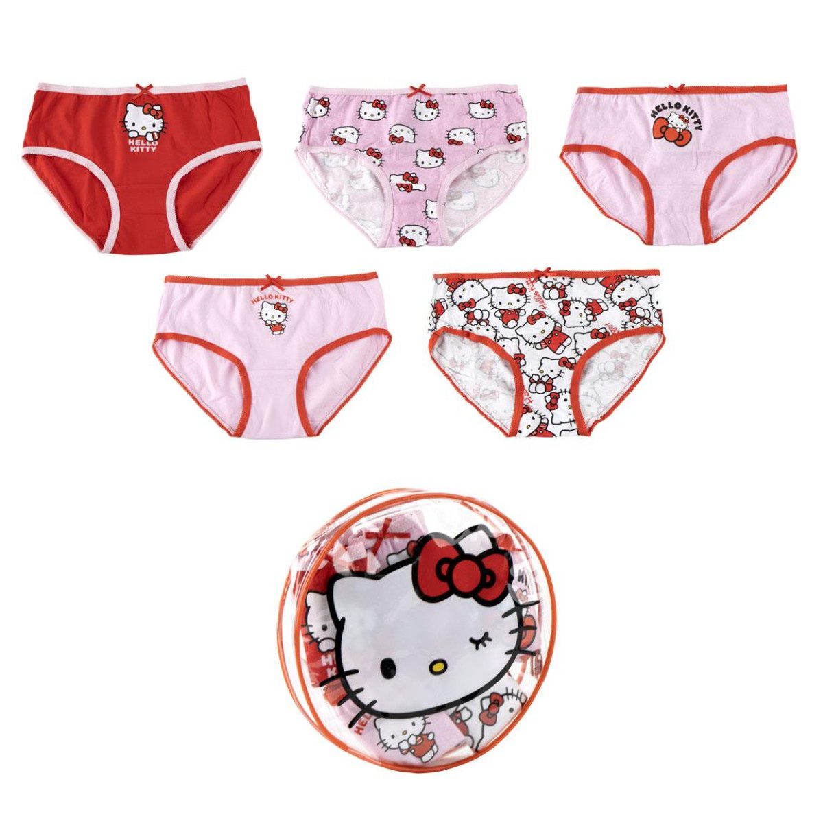Hello Kitty Slip Kinder 5'Er Unterwäsche Set Mädchen 100% Baumwolle (5-St)