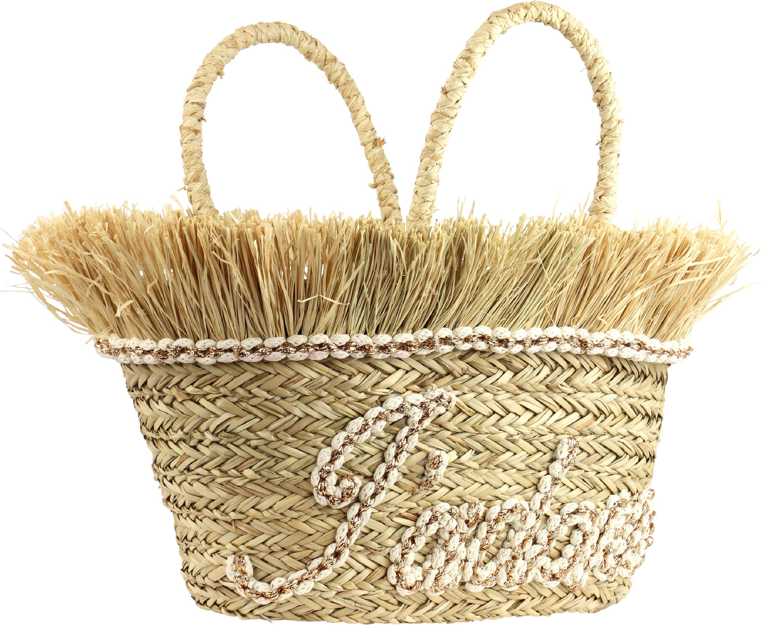 FURNARO Handtasche, Handgefertigte Optik mit dekorativer Schrift