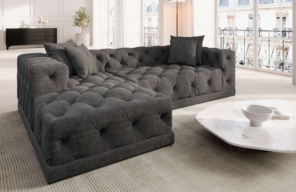 Sofa Dreams Ecksofa Strukturstoff Stoff Polster Sofa Palma L Form kurz Stoffsofa
