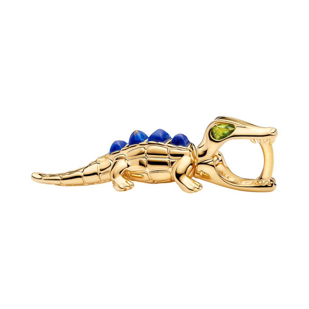 Pandora Charm-Einhänger 764624C01, Alligator, Vergoldet, Lapislazuli