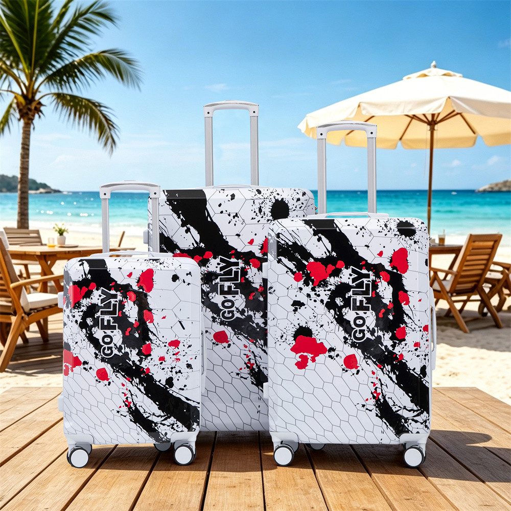 MODFU Kofferset 20"/24"/28" 1-3‑teiliges, 12 Rollen, (Handgepäck‑Koffer mit bedrucktem Muster und Zahlenschloss, 1 tlg), PC‑Spinner‑Rad‑Koffer