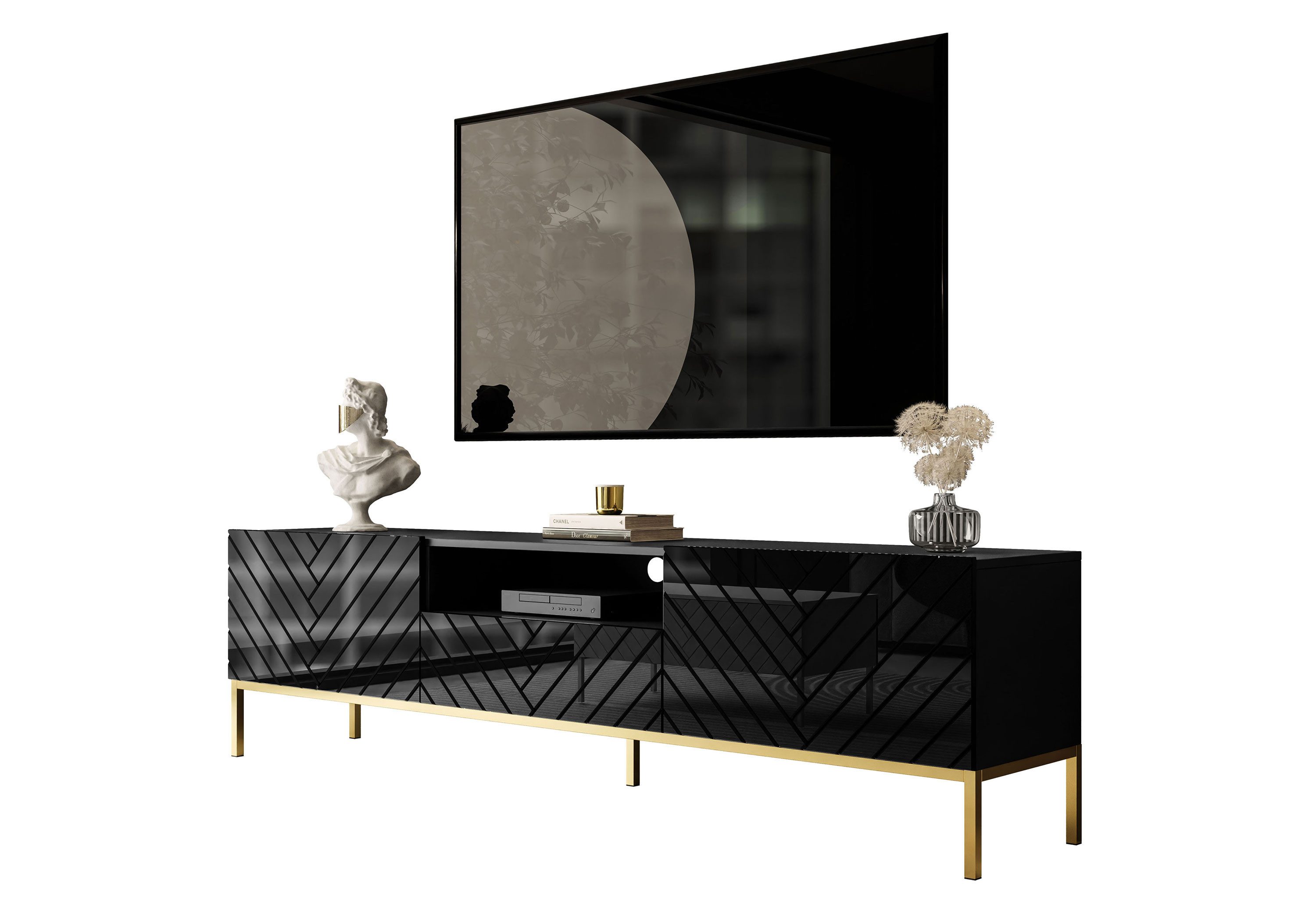 Lookway TV-Schrank SANTILE 190 cm auf goldenen Beinen Hochglanz günstig online kaufen