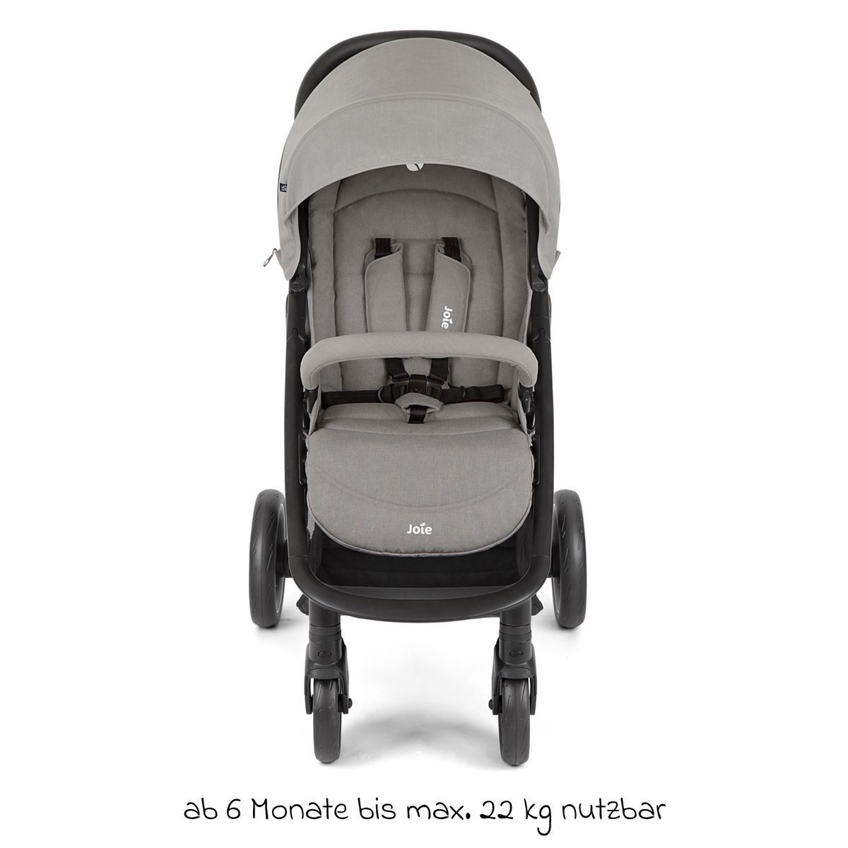 Joie Kinder-Buggy Litetrax - Pebble, Sportwagen mit Fußsack, Liegefunktion & Einhand-Faltung bis 22 kg