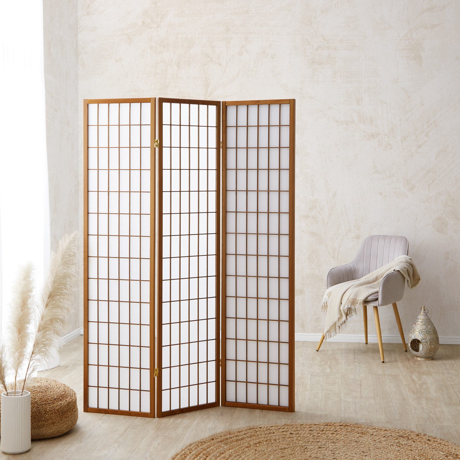 Homestyle4u Paravent Raumteiler Trennwand Shoji Holz günstig online kaufen