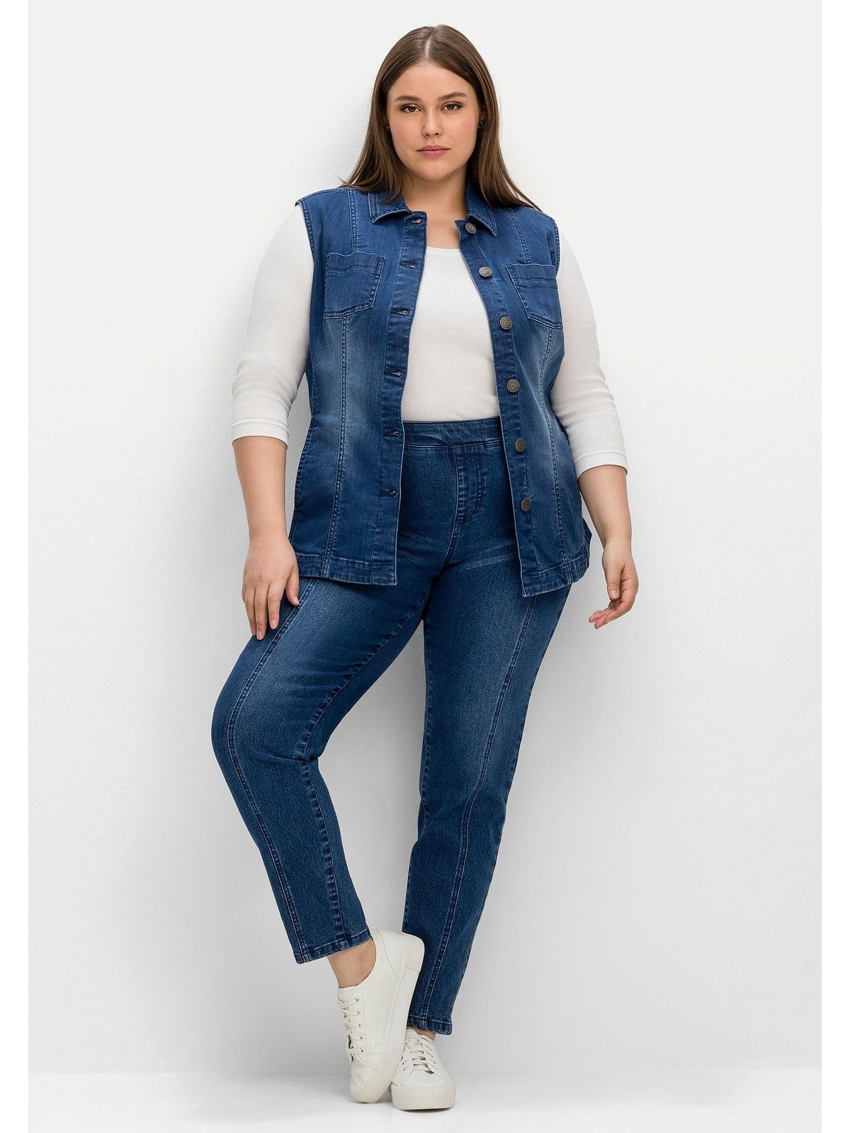 Sheego Jeansweste Große Größen aus Baumwolle elastischer