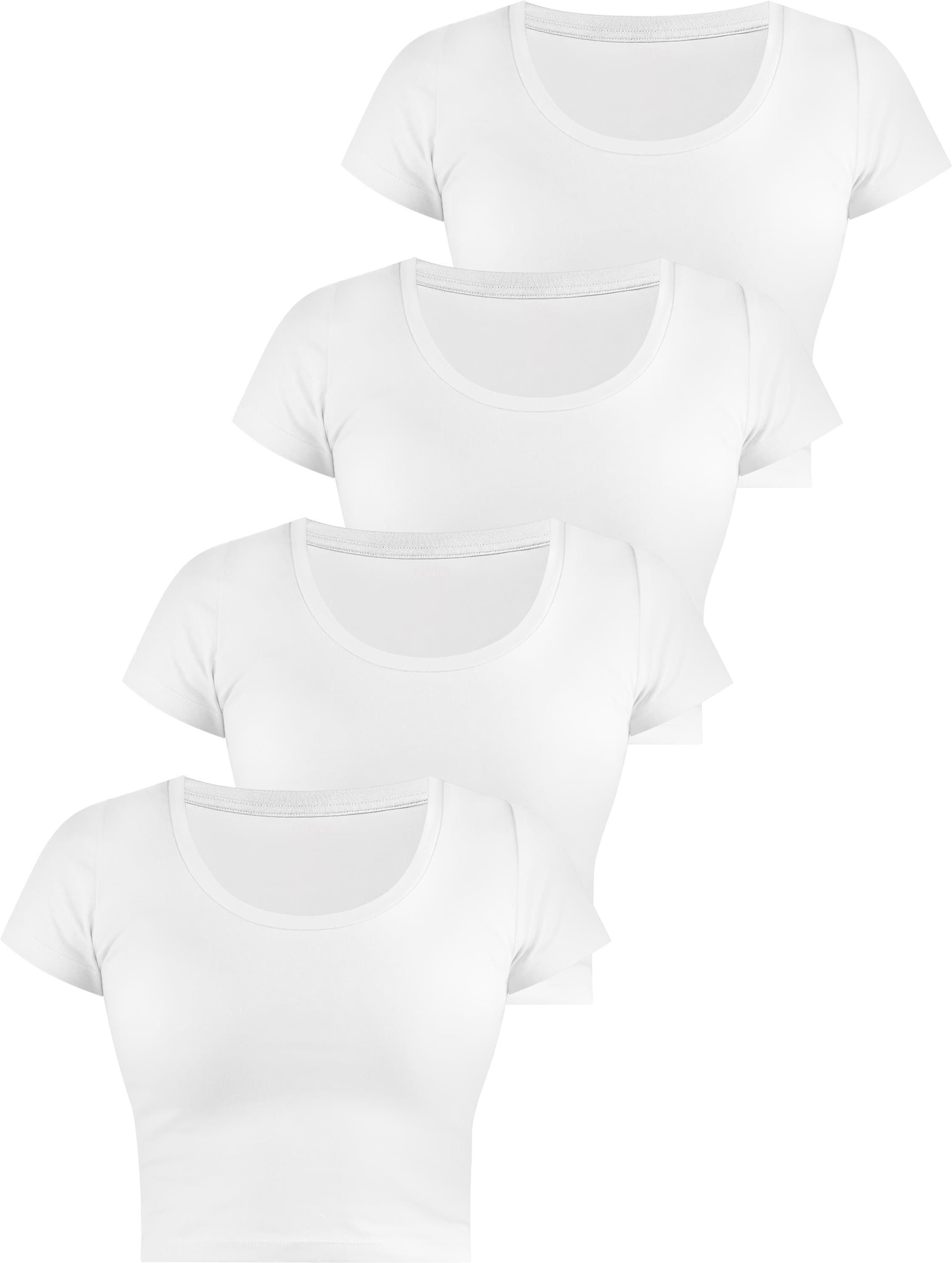 Kurzarmshirt 4 x Damen crop T-Shirt Nantes