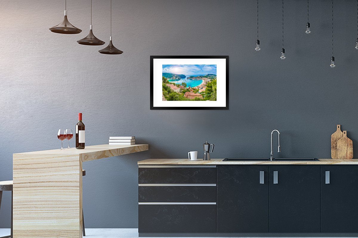 MuchoWow Poster Strand - Meer - Mallorca - Spanien, (1 St), mit Rahmen, Kunstdruck, Gerahmtes Poster, Schwarzem Bilderrahmen
