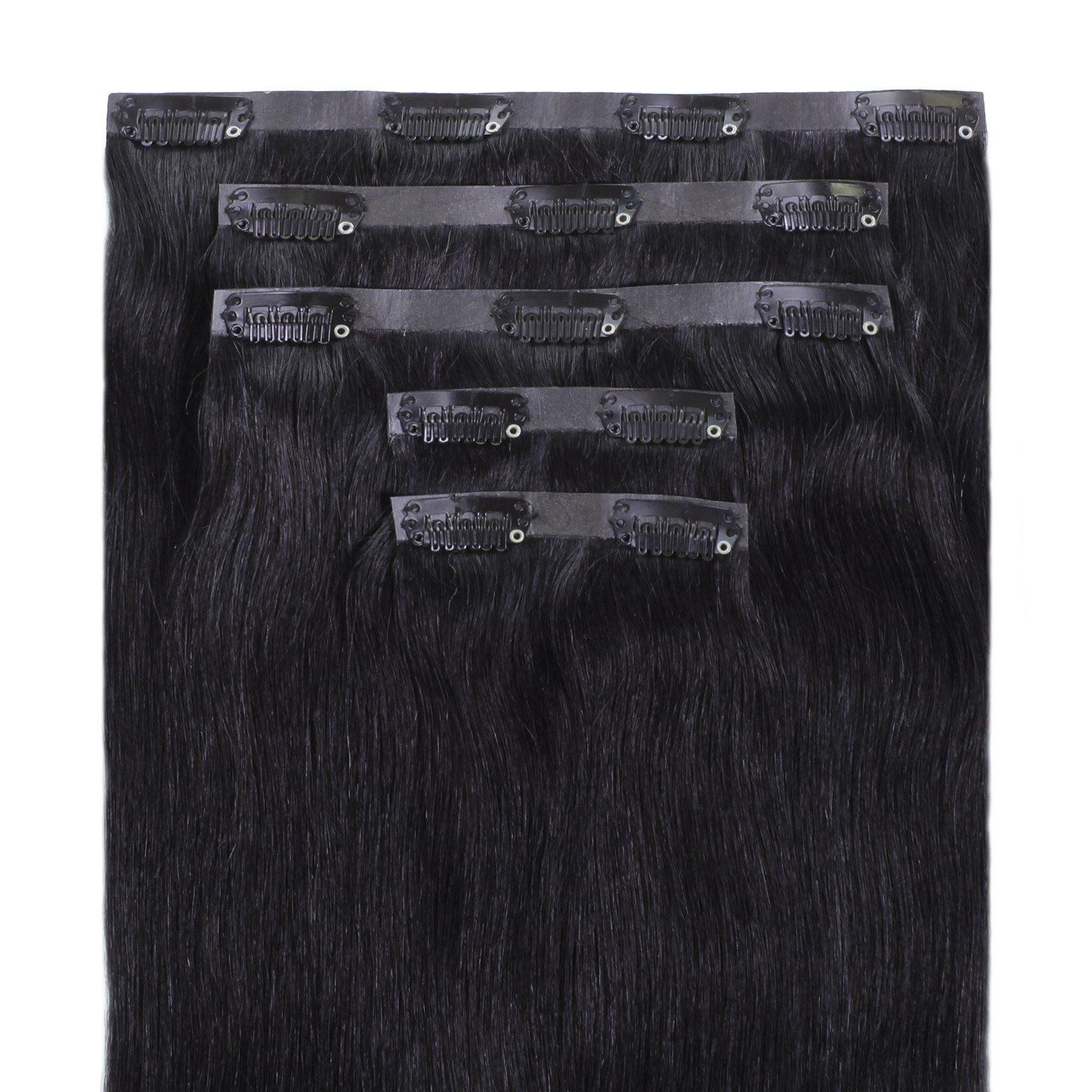 hair2heart Echthaar-Extension Seamless Clip Extensions #2/0 Schwarz 40cm