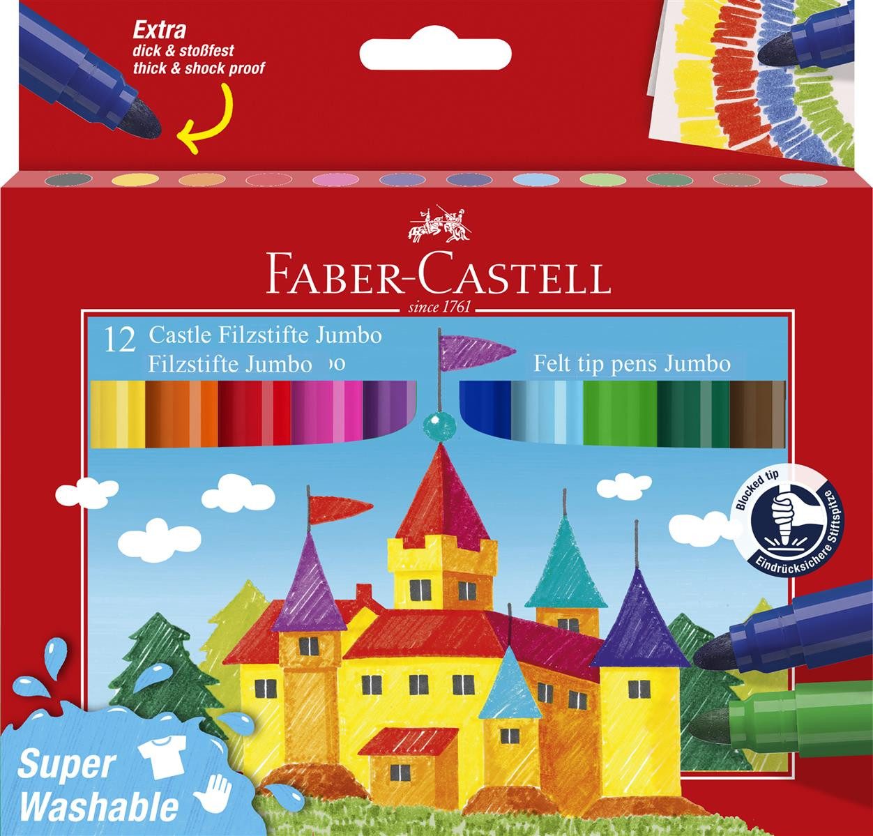 Faber-Castell Filzstift Faber-Castell Jumbo Filzstift - 12er Etui