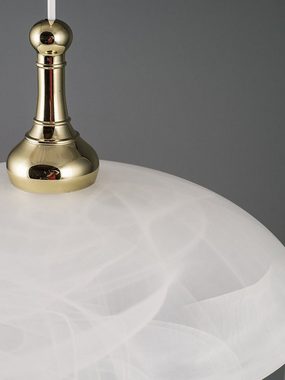 Helios Leuchten Pendelleuchte Hängelampe Alabasterglas Messing Küchenlampe Deckenlampe, ohne Leuchtmittel, extralange Aufhängung